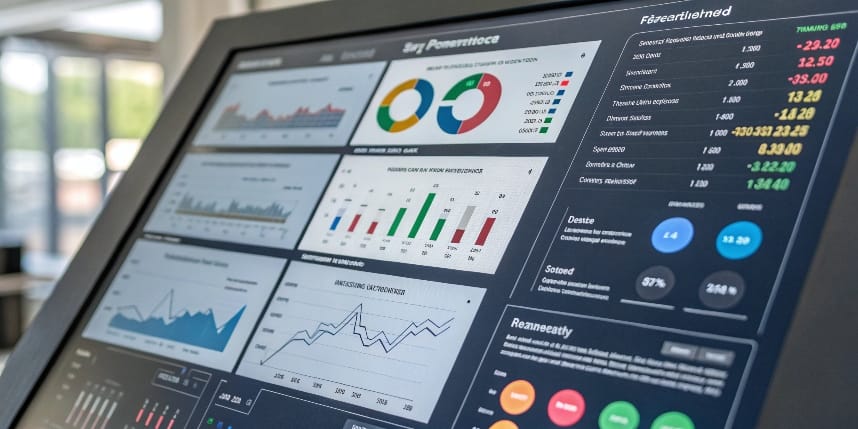 Un panel de control con indicadores clave de rendimiento financiero para un negocio
