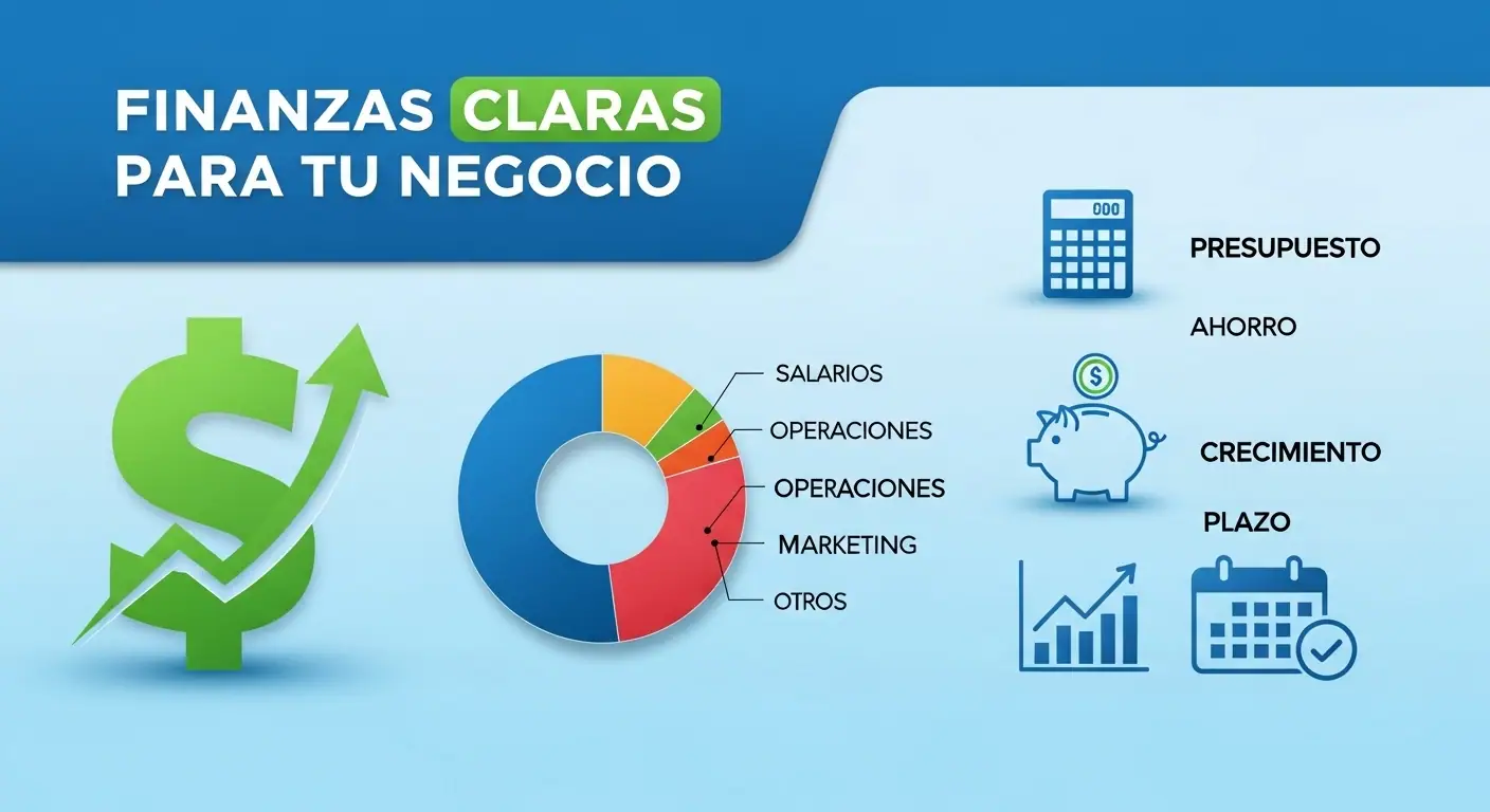 Una brújula sobre un informe financiero con gráficos ascendentes, simbolizando la dirección y claridad que las finanzas aportan a un negocio