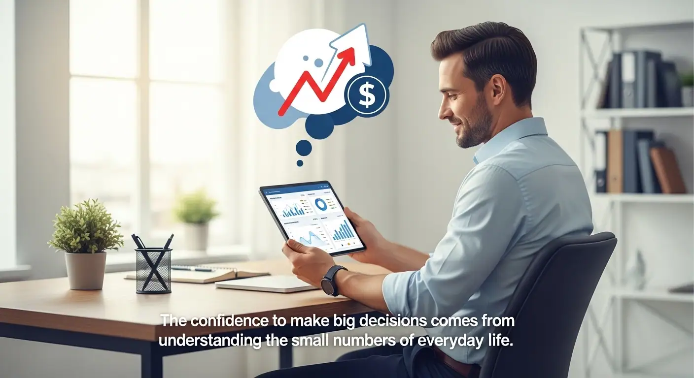 Un empresario sonriendo al ver un gráfico financiero con resultados positivos, destacando la importancia de la rentabilidad
