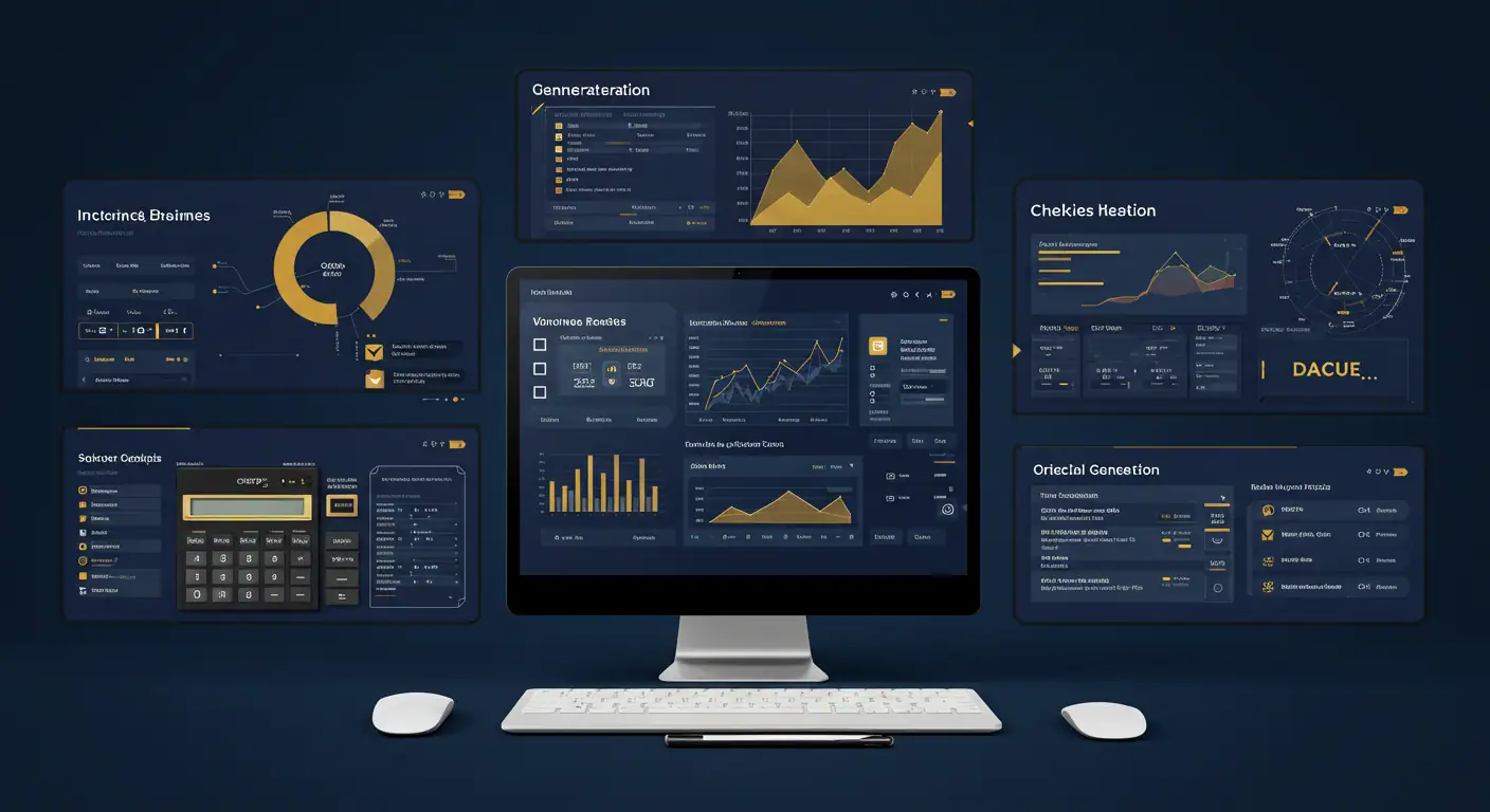 Interactive interface with business calculators and tools for immediate application