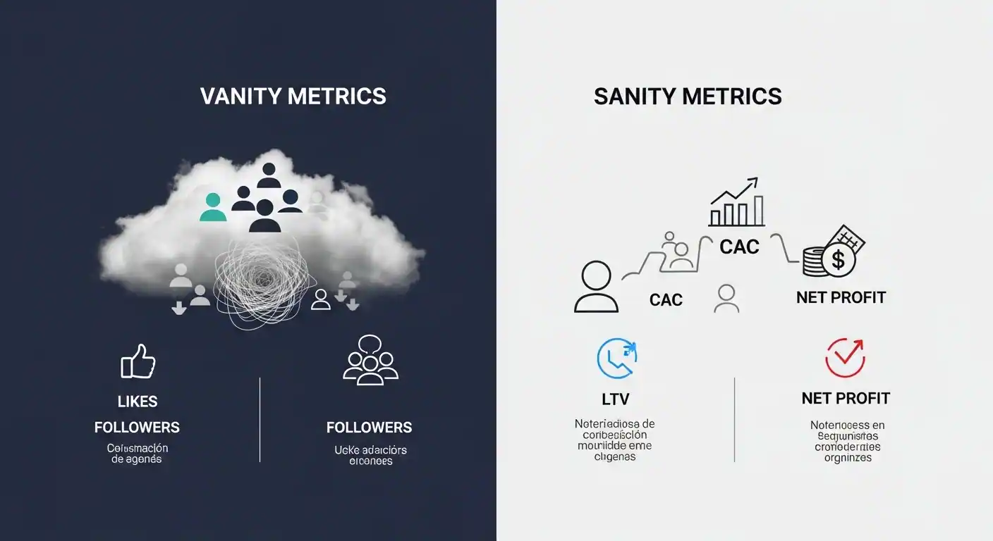 Infografía mostrando las categorías principales de KPIs para negocios: Marketing y Ventas, Financieros, Operacionales y de Gestión