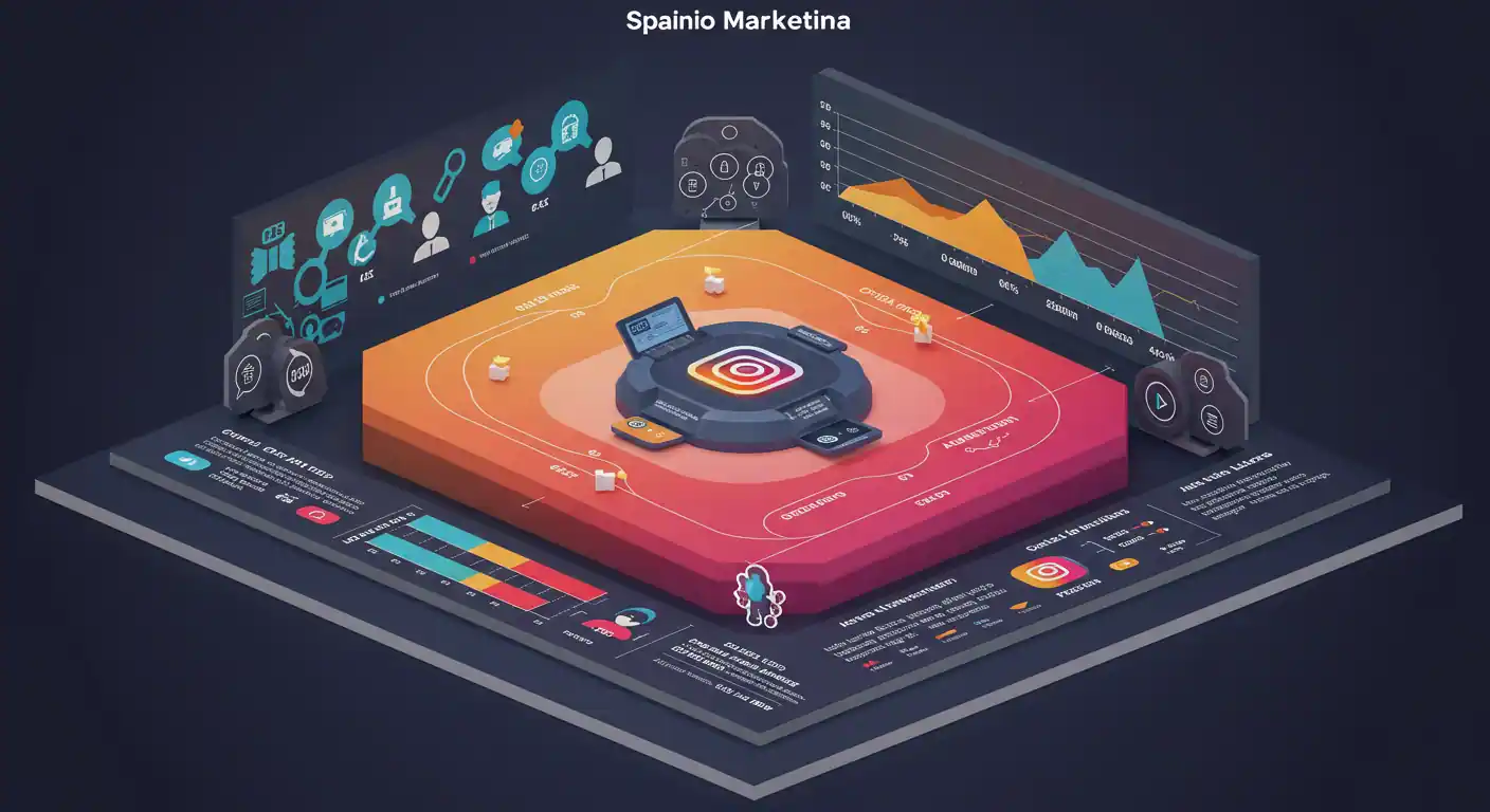 Infografía evolutiva del marketing digital español con proyecciones futuras y tendencias emergentes