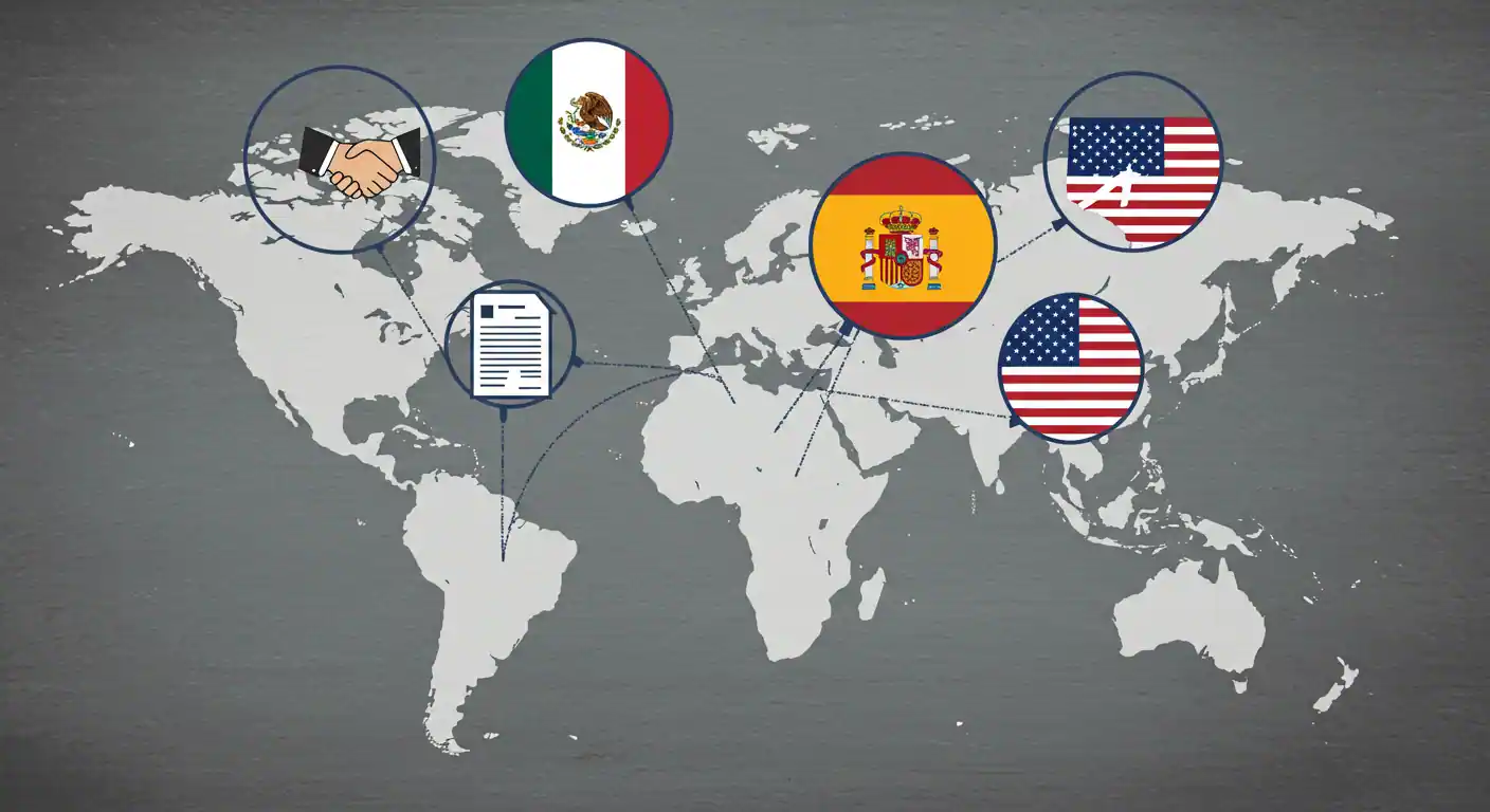Mapa mundial interactivo con IA mostrando estrategias de marketing hiperpersonalizadas por cultura y región para servicios profesionales