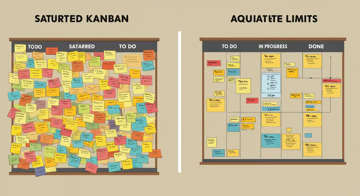 Visual illustration showing difference between saturated board vs one with proper WIP limits