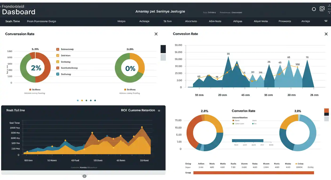 Dashboard con métricas clave de e-commerce: tasa de conversión, ROI y retención