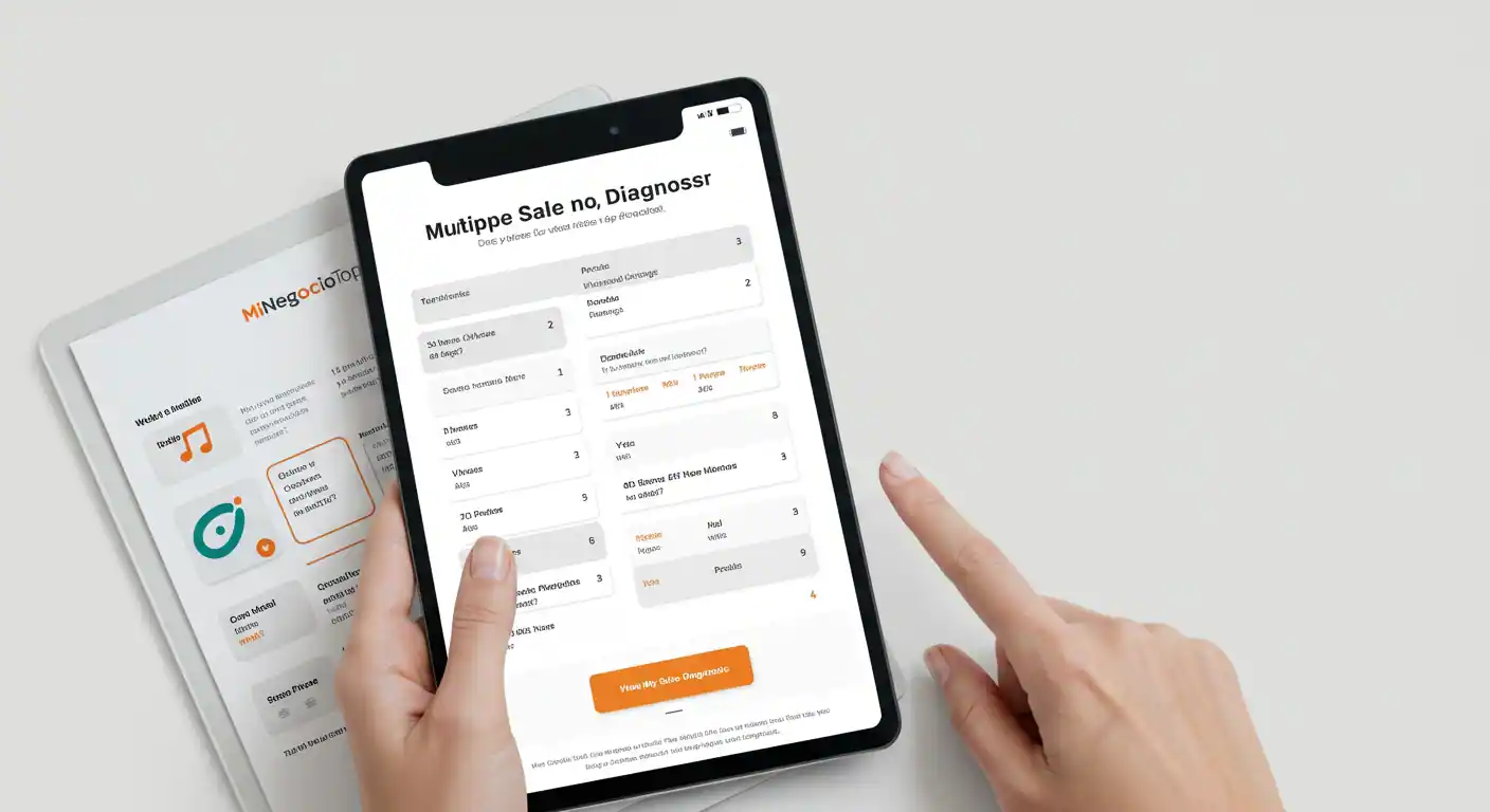 Un módulo interactivo con preguntas clave para que un dueño de negocio en España diagnostique el problema de ventas de su empresa