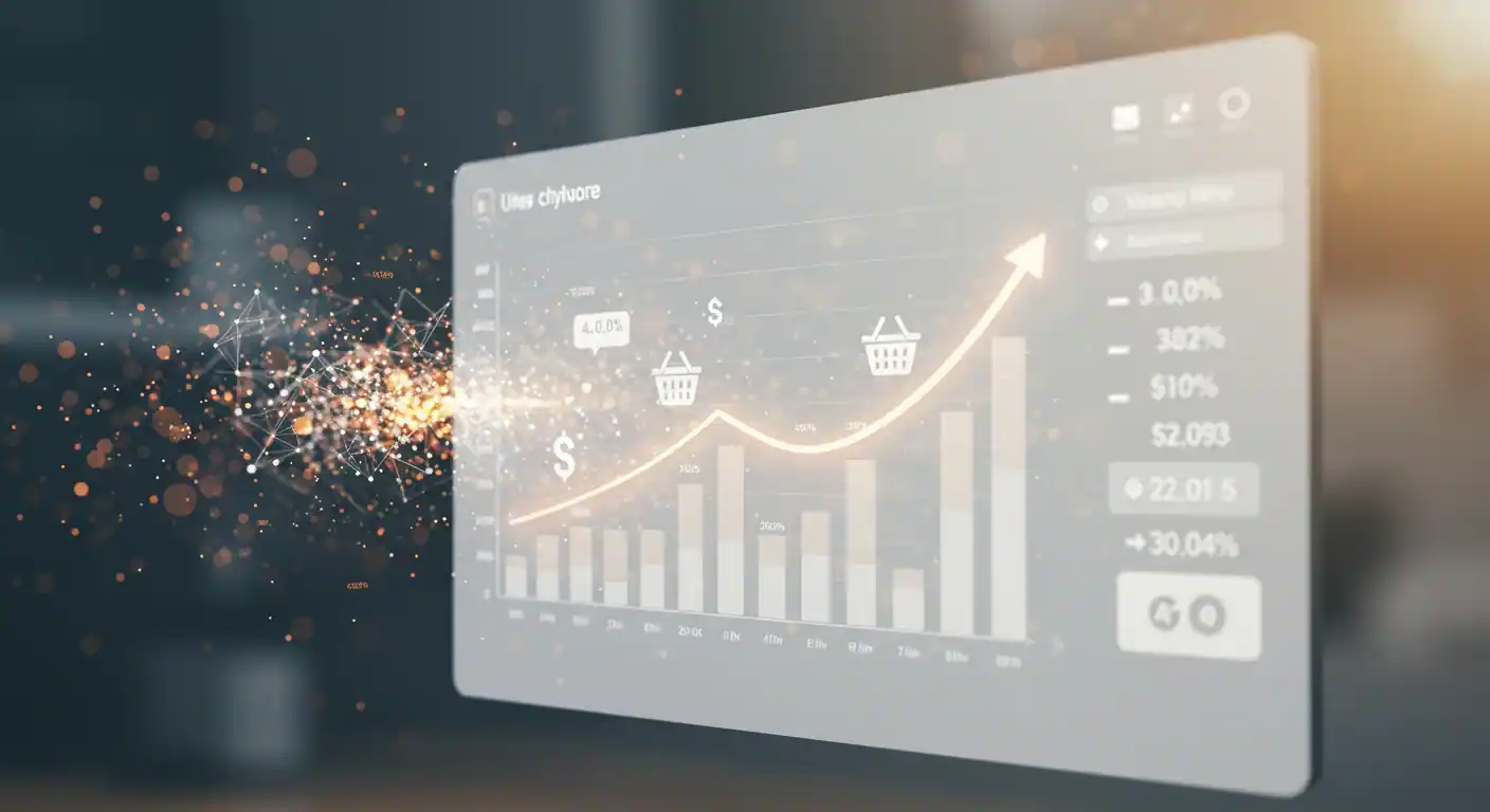 Plan de crecimiento para tienda online con gráficos de conversión y ventas en aumento